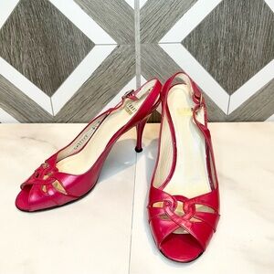 Stuart Weitzman Slingback Hot Pink 4" Heels Size 6.5 barbiecore